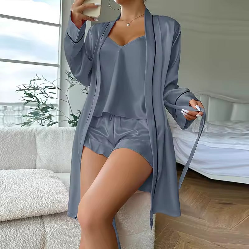 New Summer Silk 3-piece pajamas