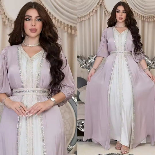 2-piece Moroccan Caftan with Belt