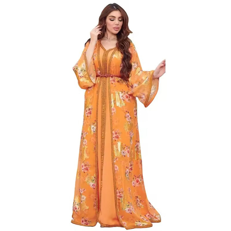 2024 Orange Moroccan Kaftan