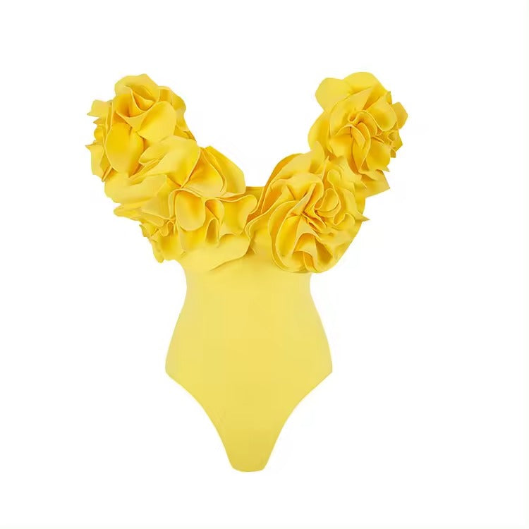 Summer 2024 yellow flower swimsuit